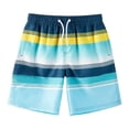 thumbnail image 4 of Rggeeun Toddler Boys Swimsuit Set Colorful Striped Pattern Elastic Waist with Adjustable Tie Wide Leg Swim Trunks for Summer Splash Fun Comfort Beachwear,Blue,11-12 Years, 4 of 4