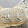 thumbnail image 2 of Besheek Handmade Sterling Silver, Moonstone and Lotus Dangle Earrings, 2 of 5