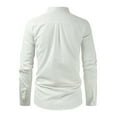 thumbnail image 4 of IROINNID Discount Shirt with Pocket for Men Solid Button Lapel Long Sleeve Shirt Coat,White, 4 of 4
