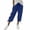 Blue, variant on Women's Summer Cotton Capri Pants, Casual Drawstring Waist Tie-Cuff Beach Pants with Pockets