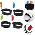thumbnail image 3 of 4pcs Fried Egg Mold Circle Stencil Silicone Egg Cooker Grilling Gadgets Round Pancake Metal Egg Rings for Griddle Egg Molds for Frying Iron Spray Non Stick Reusable Baking Mold, 3 of 5