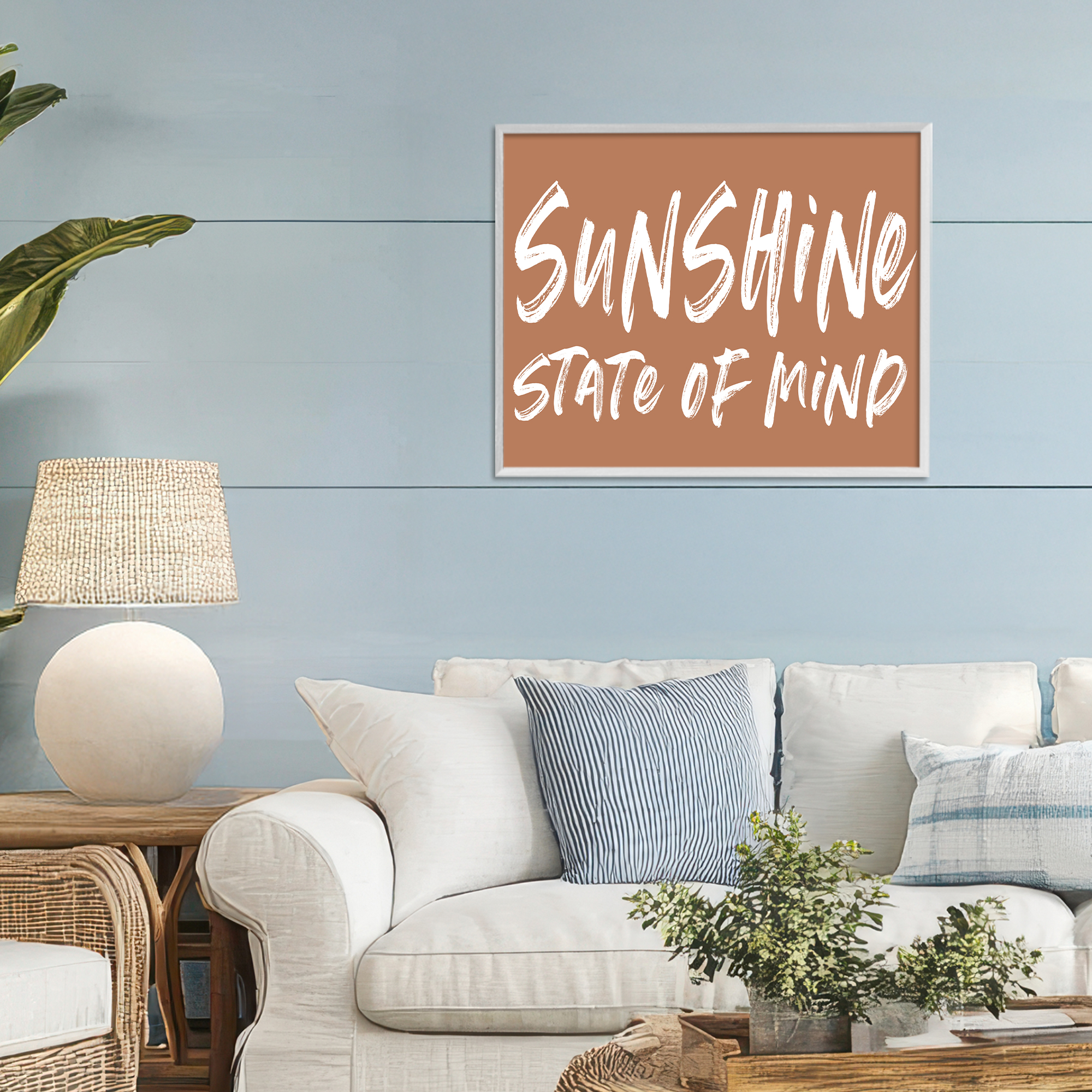 Summery Sunshine State Of Mind White Framed Giclee Art, design by Lettered and Lined