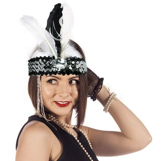 Nicky Bigs Novelties Womens 1920s Mardi Gras Feather Headband Flapper  Headpiece Costume Accessory 