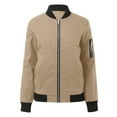 thumbnail image 4 of Tiweut Casual Baseball Jackets Womens Fashion Thin Long Sleeve Zipper Loose Fit Coat Blouses Khaki,XL, 4 of 5