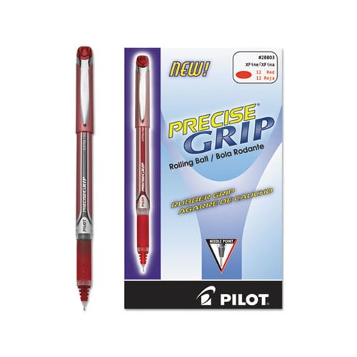 Precise Grip Stick Roller Ball Pen Extra-Fine 0.5mm, Red Ink, Red Barrel