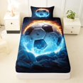 thumbnail image 3 of Manfei Football Games Twin Sheets For Boys,Ball Sport Bedding,Blue Orange Black,3-Piece,1 Fitted Sheet and 1 Pillowcase, 3 of 7