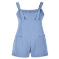 thumbnail image 4 of Femmes Coton Lin Bretelles Courtes Ensemble Été Réglable Sangle Jumpsuit Romper Sans Manches Jambe Large Ample Ensemble, 4 of 7