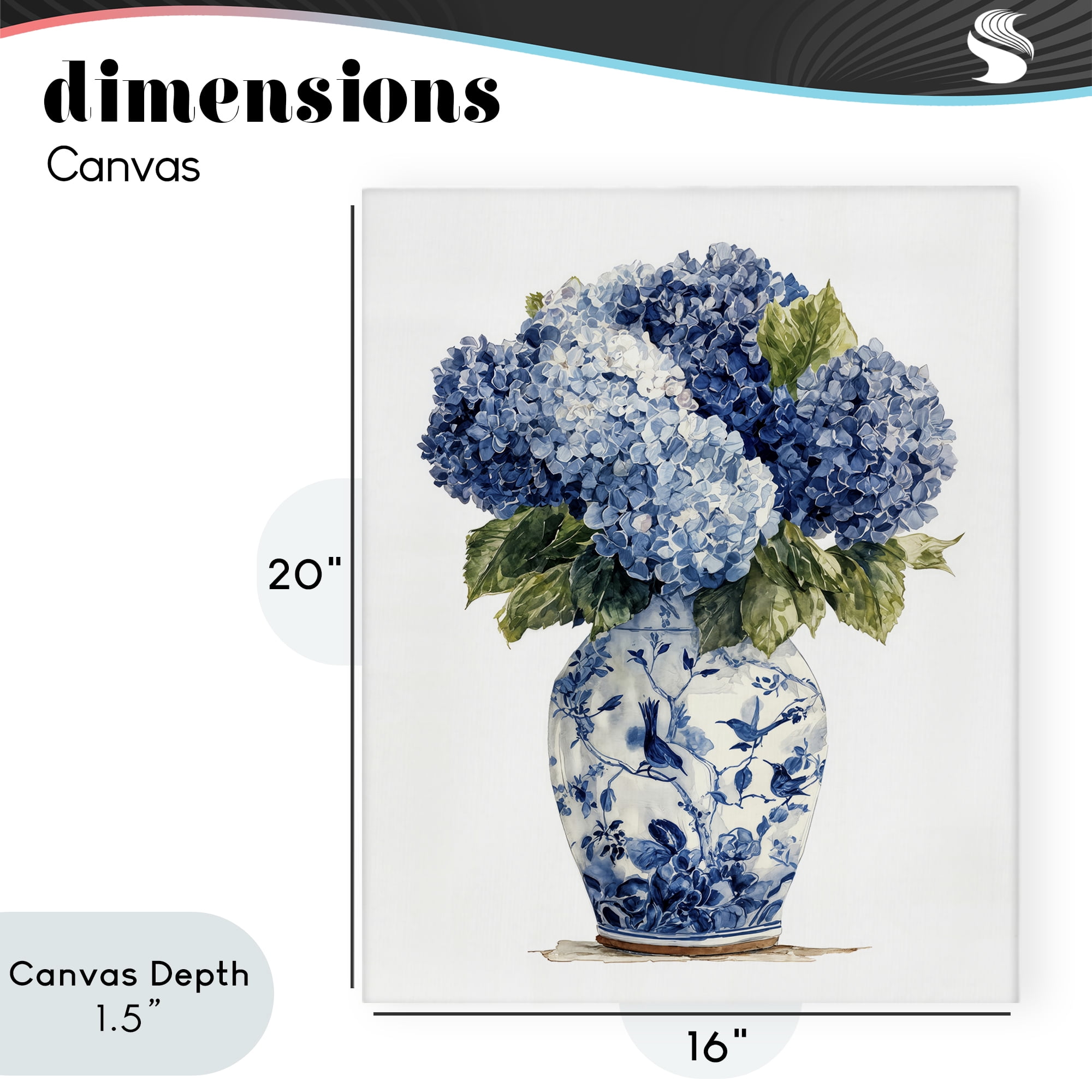 Stupell Industries Blue Hydrangeas in Porcelain Canvas Wall Art, design by Imagine It Images
