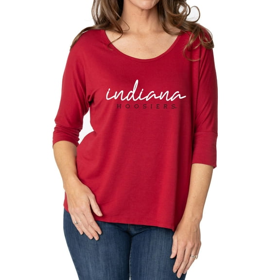 Women's Crimson Indiana Hoosiers Tamara Scoop Neck 3/4-Sleeve Top