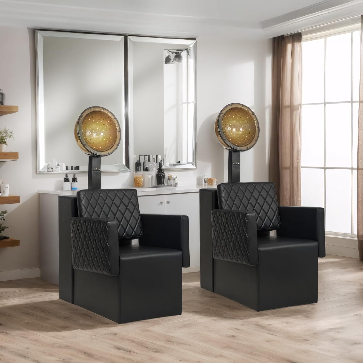 Ktaxon Dryer Chairs for Salon, Professional Hair Dryer Chair Fit for Hooded Dryer, Extra Wide Seat, Beauty Salon Barbershop Furniture, Black
