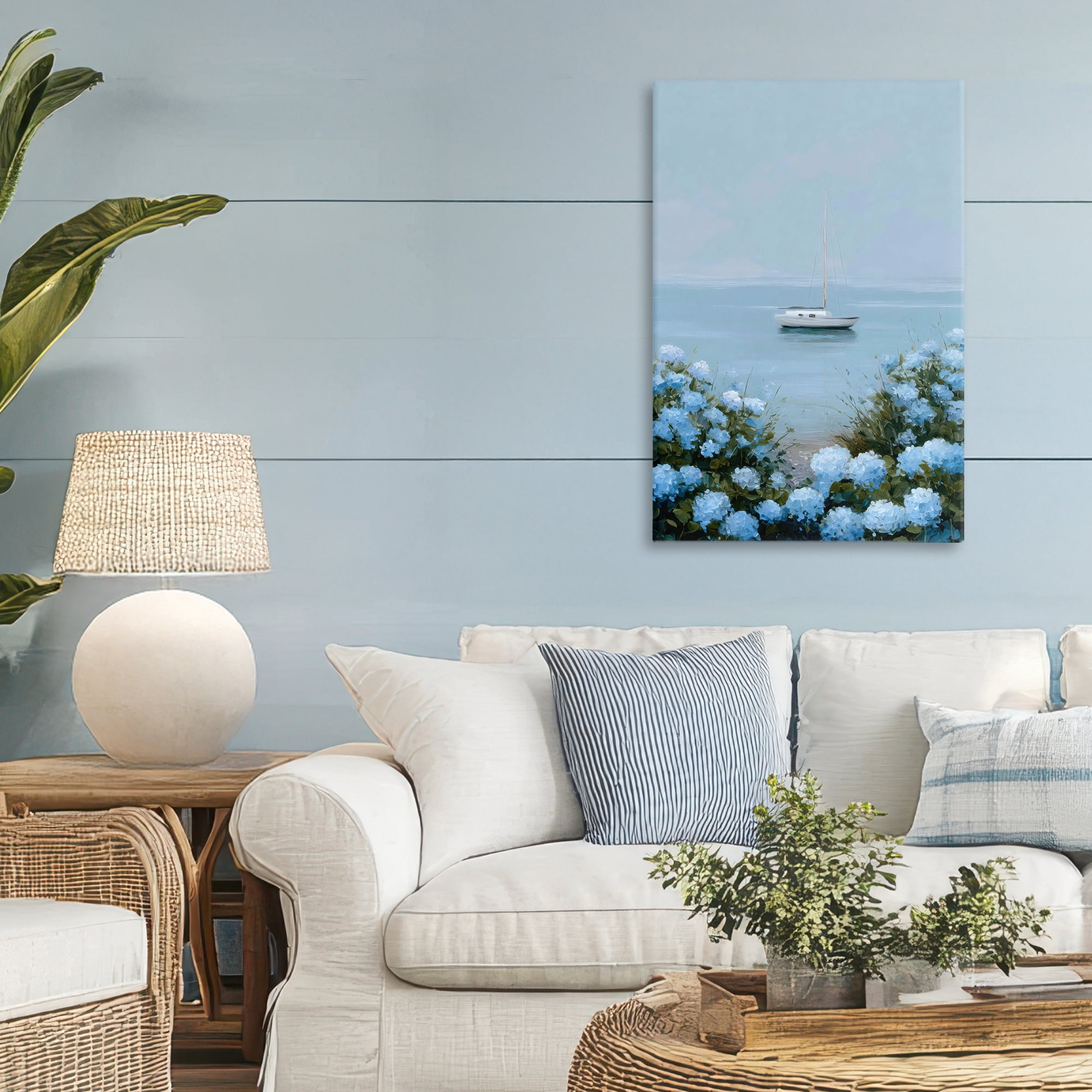 Stupell Industries Yacht in Floral Bay Canvas Wall Art, design by Petal Prints Design