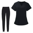 thumbnail image 2 of Conjuntos Médicos para Mujer, Uniformes de Trabajo de Enfermera, Ropa de Trabajo, Camisetas Y Pantalones Médicos Transpirables con Cuello en V, Lavabl negro, 2 of 8