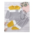 thumbnail image 3 of 2 Pcs Pants Outfits for Kids, Boys Waffle Contrast Color Long Sleeve Tops + Drawstring Pants Set, 3 of 9
