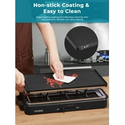 Raclette Grill 8 People Grill Plate Non-stick Coated, Raclette with 8 Mini Raclette Pans, Infinitely Adjustable Temperature, 1500W