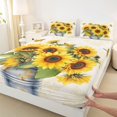 thumbnail image 3 of Homewish Country Sunflower Twin Sheet Sets,Rustic Plant Twin Fitted Sheet,Yellow White Flat Sheet For Girls Kids,Ultra Soft Home Decor,3 Pieces, 3 of 7