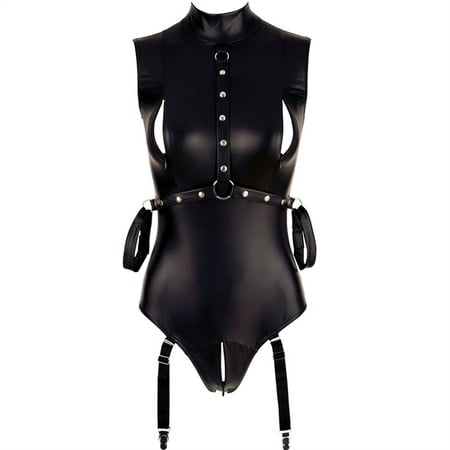 

GWAABD Lace Corset Set Leather Suspender Tights Ladies Bodysuit Underwear