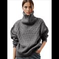 thumbnail image 1 of Suéteres de Mujer Otoño Invierno 2025, Jersey Informal de Punto con Cremallera de un Cuarto de Pulgada, Jersey de Punto de Diamante Gris M, 1 of 10