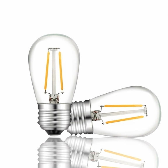 YI LIGHTING Clear Glass 2W S14 LED Light Bulbs Dimmable Warm White (Set of 12)