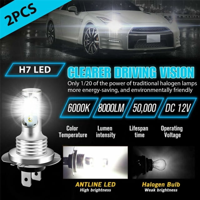6 faros LED H7 de 6000 K, superblancos, 110 W, 8000 LM, kit de luces antiniebla, bombillas, luz de cruce