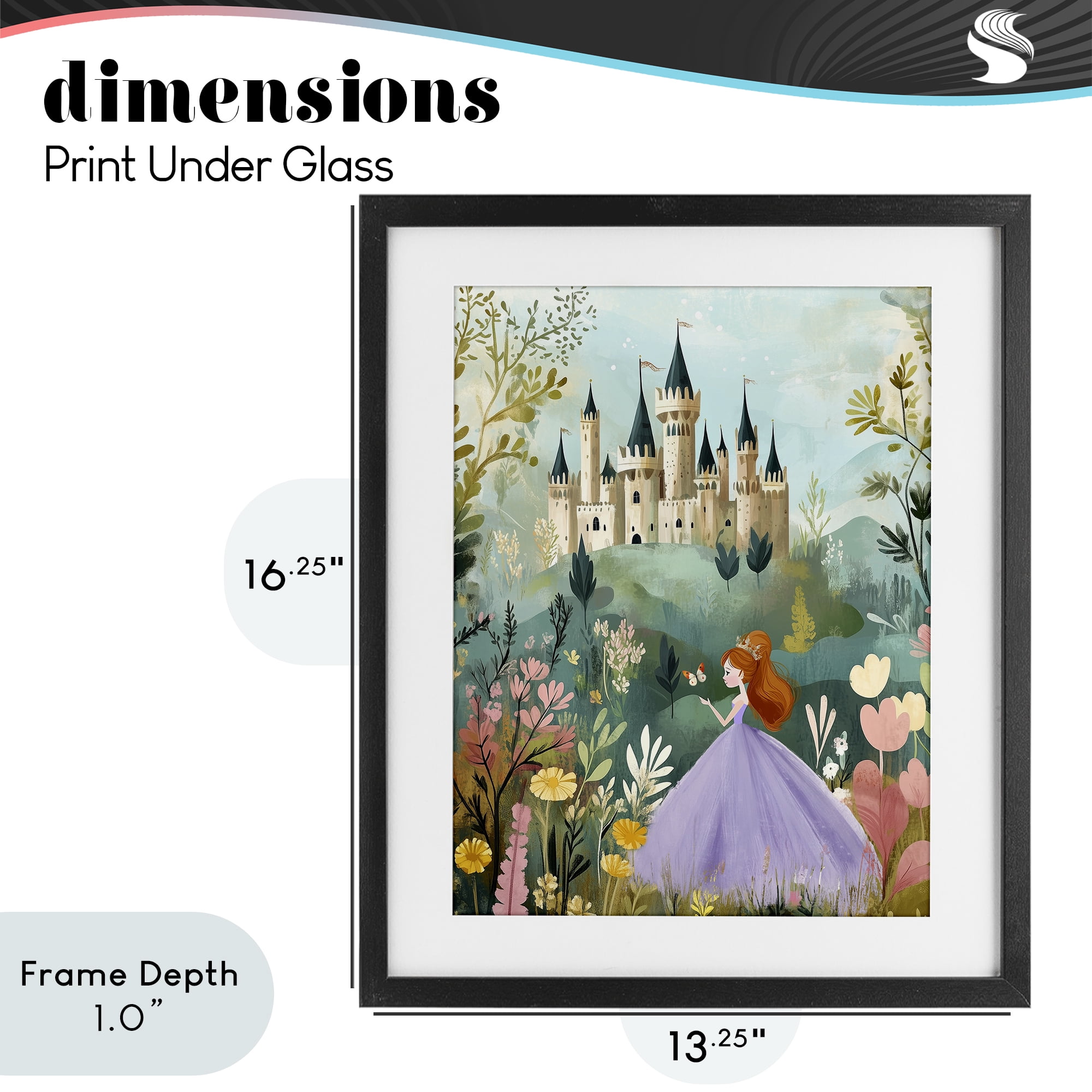 Stupell Industries Princess Day Out Black Framed Print Under Glass, design by Christine Simpson Art