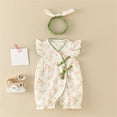 thumbnail image 6 of Utlike Baby Girls Bodysuits Newborn Butterfly Sleeves Floral Embroidery Summer Cute Romper Breathable Onesies For Infant Size 0-3 Months, 6 of 9