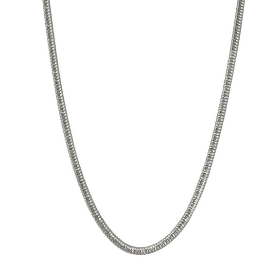 Brilliance Sterling Silver Roud Snake With Pavè necklace, 20inch white color