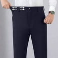 thumbnail image 5 of Men's Suit Pants Business Casual Button Pockets Straight Pants Work Office Outdoor Trousers With Pockets Blue S 32, 5 of 7