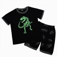 thumbnail image 3 of NIEWTR Toddler Boy Short Sets Boys Summer Dinosaur Outfits Cotton Short Sleeve Tops and Elastic Waist Shorts Matching Set（Grey,3-4 Years), 3 of 9