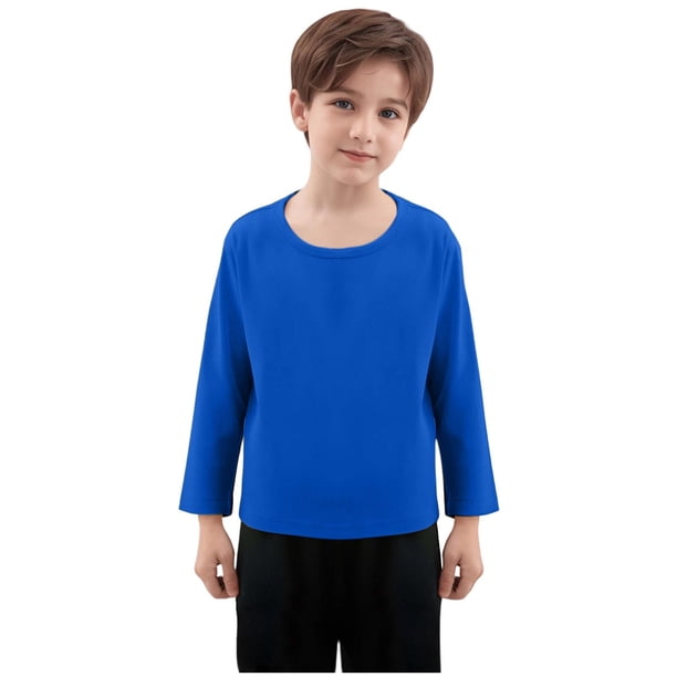 Pull uni à col rond - Bleu - 12.00€ - Kiabi