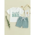 thumbnail image 2 of Brother Sister Matching Outfits Letter Embroidery Short Sleeve T-Shirt with Solid Color Shorts 2Pcs Outfit, 2 of 8