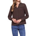 thumbnail image 1 of Camisas de encaje INSPIRE CHIC para mujeres, blusas de manga larga con botones, casuales y a la moda, talla XL, color café, 1 of 6