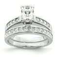 thumbnail image 1 of 925 Sterling Silver Rhodium-plated 2-Piece Cubic Zirconia Size 8 Wedding Set Ring, 1 of 2