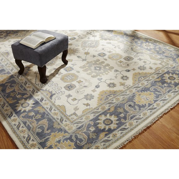 K2 Floor Style Umbria Ivory/Light Blue Hand Made Wool Area Rug