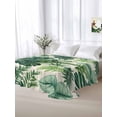 thumbnail image 6 of King Flat Sheet 105"x98", Green Palm Leaf Soft Lightweight Bedding Flat Sheets Only, Summer Leaves Watercolor Brushed Microfiber Top Bed Sheet, Breathable StainResistant Bedsheets, 6 of 9