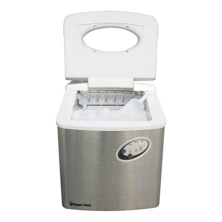Magic Chef MCIM30SST Silver 24 Hour 33 lb Capacity Portable Countertop Ice  Maker