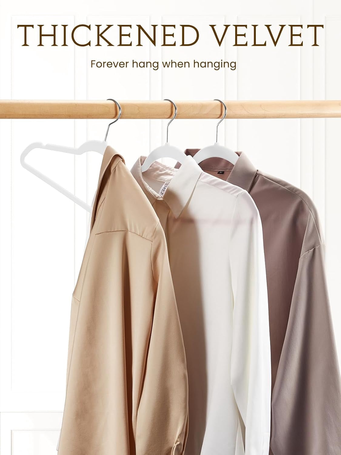 cozymood Premium Velvet Hangers 30 Pack Clothes Hanger,Heavy Duty Non Slip Felt Hangers Suit Hangers White