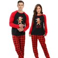 thumbnail image 2 of Conjuntos de pijamas de Navidad para parejas, conjunto de pijamas negros para hombre de jengibre dulce, ropa de descanso para adultos, 2 of 4