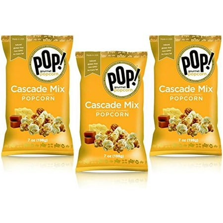 POP! Gourmet Cascade Mix (White Cheddar and Caramel) Popcorn, 7 ounce, (World Best Gourmet Popcorn)