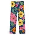 thumbnail image 4 of Floral Garden Print Winter Female Pants Flannel High Waist Women Pants Lady Warm Straight Leg Plush Trousers, 4 of 7