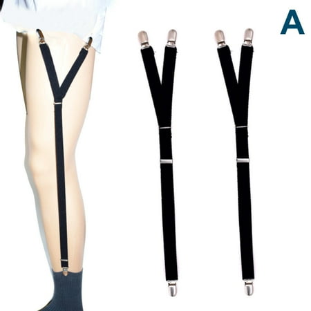 

HRSR Fashion Men Shirt Stays Garter Suspenders Holder Elastic Y Shape Adjustable Uniform Locking Clamp Braces Man Shirts Garters(A)