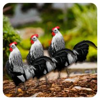 ICERUN 3Pcs Garden Statues,Acrylic Rooster Sculpture Yard Decor,Natural Pose Animal Statues Garden Statues for Outside,Style2