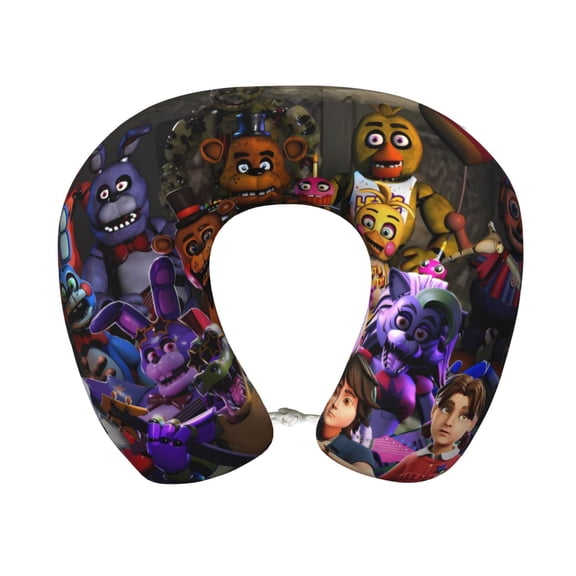 Lsque Five Nights At Freddy'S Print Travel Pillow Memory Foam - Head Neck Support Airplane Pillow U-Shaped Neck Pillow for Traveling, Car, Home, Office