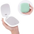 thumbnail image 2 of Mpowtech Compact Mirror with LED Light - 3.9 Inches Lighted Travel Makeup Mirror with 1X/10X Magnifying Double Sided Dimmable USB Rechargeable Compact Mirror for Purse,Pocket,Travel,Green, 2 of 6