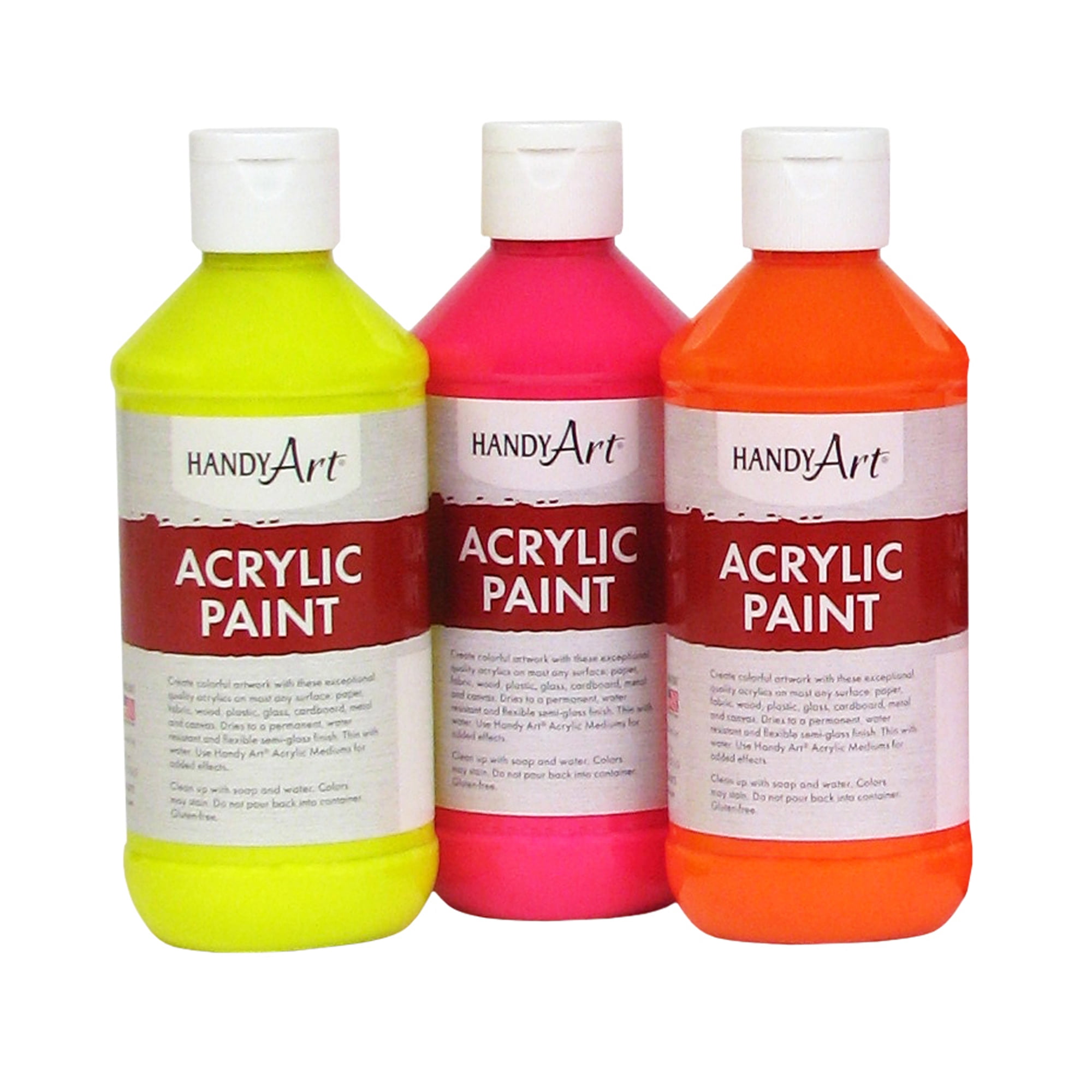 Handy Art Fluorescent Acrylic Paint, 8 oz, Set of 8