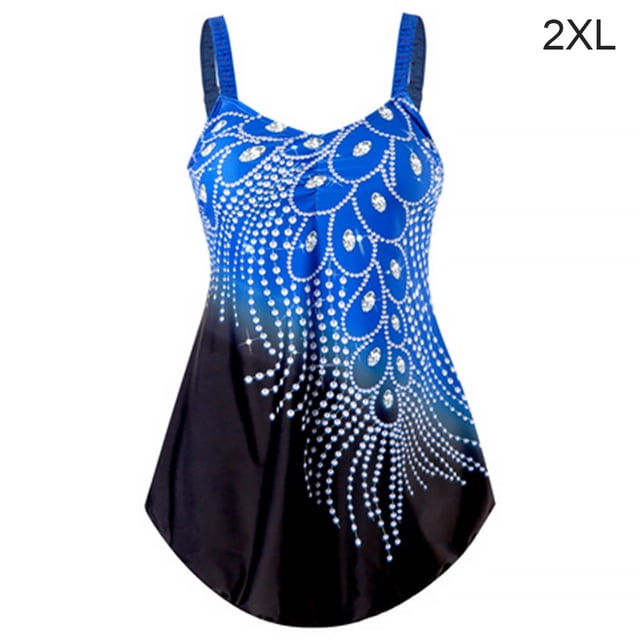 Greeniant 2021 traje de baño Sexy de piezas para mujer, traje de baño acolchado, traje de baño estampado sin espalda, traje de baño con cuello en V Traje de baño azul real XXL Greeniant OD001290-29