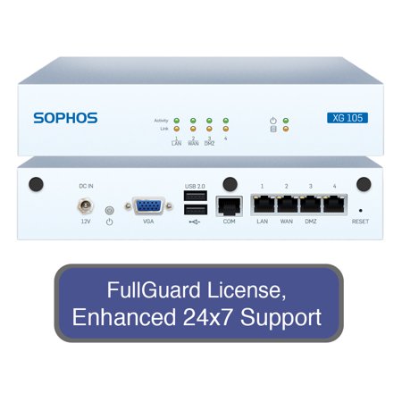 Sophos XG 105 Next-Gen Firewall TotalProtect Bundle with 4 GE ports, FullGuard License, 24x7 Support - 1