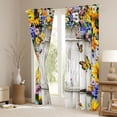thumbnail image 3 of Homewish Kawaii Cartoon Butterfly Black Out Curtains, Rustic Sunflower Floral Curtains Pack of 2 (42x63 Each), Vintage Lodge Cabin Bedroom Curtains, Curtains and Drapes Home Decor, 3 of 6
