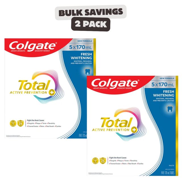 2 x Colgate Total Active Prevention Plus Fresh Whitening Toothpaste