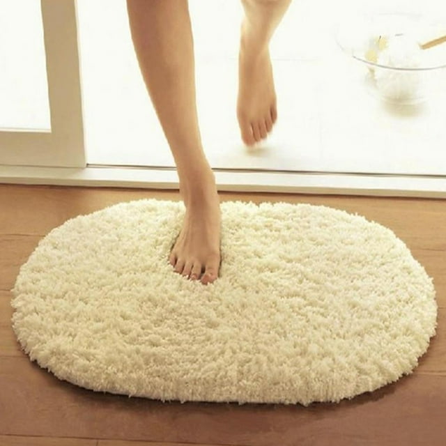 Flmtop Oval Shape Non Slip Mat Bathroom Absorbent Soft Carpet Bedroom Home Decoration