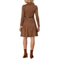 thumbnail image 3 of INSPIRE CHIC Women's Faux Suede Dress Stand Collar Zip Up Belted Vintage Dresses XL Dark Brown, 3 of 6
